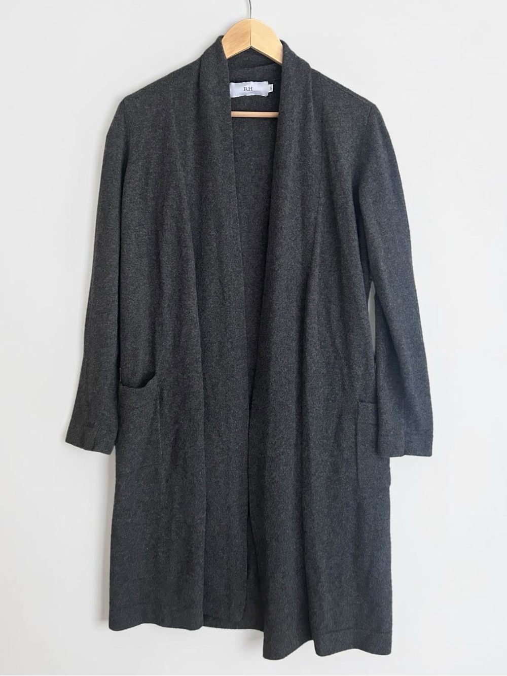 Restoration Hardware Grey 100% Cashmere Duster Open Cardigan Sz Small Oversized